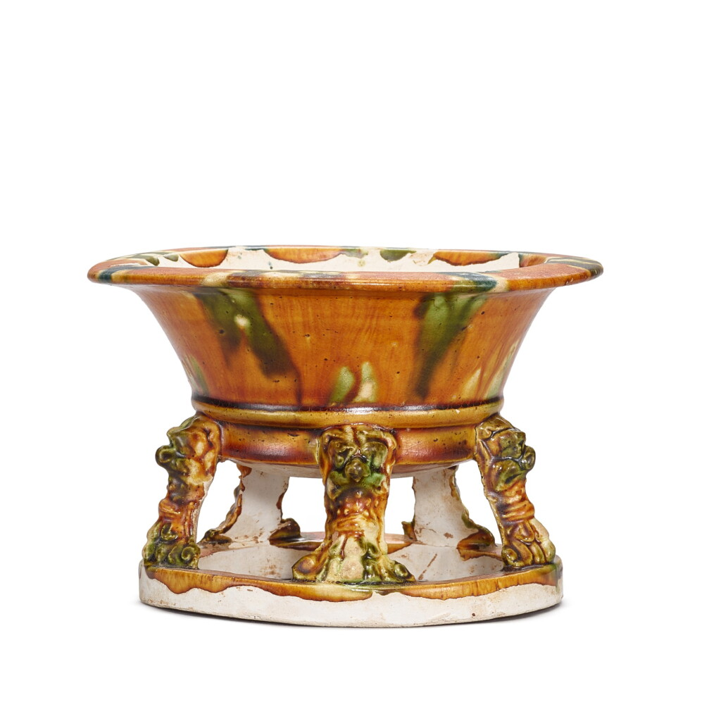 View full screen - View 1 of Lot 309. A sancai censer, Tang dynasty 唐 三彩五足爐.