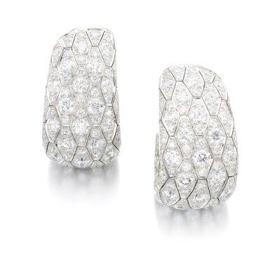 View full screen - View 1 of Lot 1087. Pair of diamond ear clips.