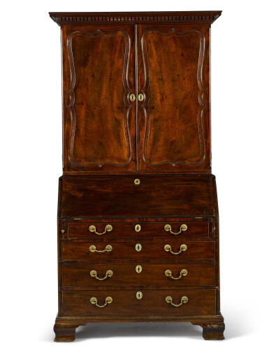 View full screen - View 1 of Lot 113. A George II mahogany bureau bookcase by Giles Grendey, circa 1750.