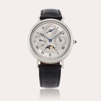 View full screen - View 1 of Lot 300. Reference 3050 Classique | A platinum automatic perpetual calendar wristwatch with moon phases, Circa 1995.