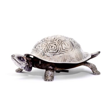 View full screen - View 1 of Lot 26. A George V silver and metal tortoise form bell push, Grey & Co., Chester, 1911.