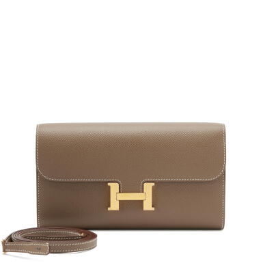 View full screen - View 1 of Lot 98. Etoupe Epsom Constance To Go Wallet Gold Hardware, 2022.