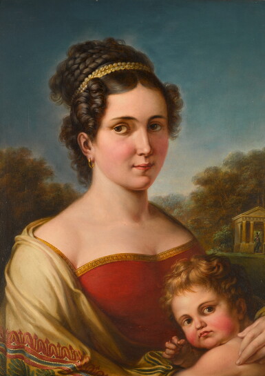 View full screen - View 1 of Lot 121. Portrait of a woman and child.