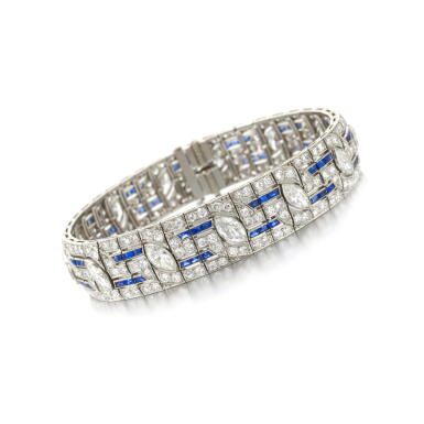 View full screen - View 1 of Lot 31. Sapphire and diamond bracelet | Braccialetto in zaffiri e diamanti .
