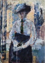 Portrait de femme (chapeau noir, aile blanche)