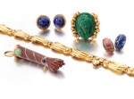 Collection of hardstone jewels and a necklace