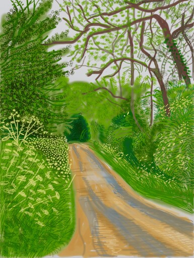 View full screen - View 1 of Lot 36. David Hockney 大衛 · 霍克尼 | The Arrival of Spring in Woldgate, East Yorkshire in 2011 (twenty eleven) - 16 May 東約克郡沃蓋特的春臨(2011年)- 5月16日.