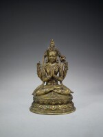 A Gilt Copper Alloy Figure of Sadakshari Lokeshvara, Tibet, 16th/17th Century