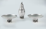 A Pair of Danish Silver Grapevine Pattern Bowls, No. 296E, and Caster, No. 296A, Georg Jensen Silversmithy, Copenhagen, 1945–1977