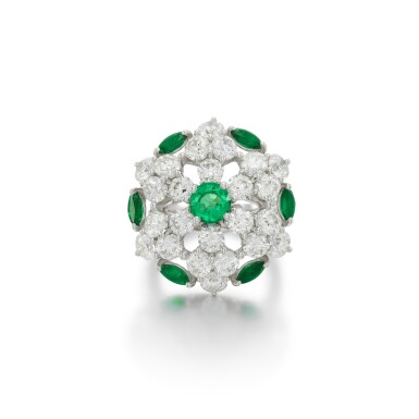 View full screen - View 1 of Lot 150. Emerald and Diamond Ring, 'Snowflake' Ring .