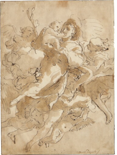 View full screen - View 1 of Lot 55. St. Anthony of Padua with Angels.