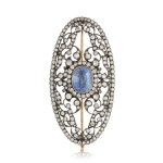 Sapphire and diamond brooch, early 20th century