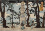 Utagawa Kuniyoshi (1797-1861) | Wayfarers Looking at the Statue of Jizo Bosatsu in a Pine Grove at Hashiba (Toto Hashiba no zu) | Edo period, 19th century