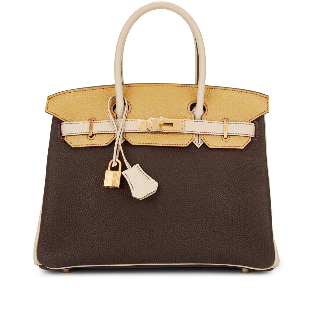 View full screen - View 1 of Lot 1552. Curry, Parchemin and Havane Togo HSS Birkin 30 Brushed Gold Hardware, 2010.