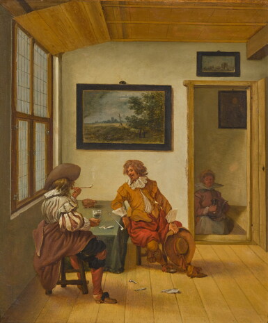 View full screen - View 1 of Lot 360. An interior scene with three figures.