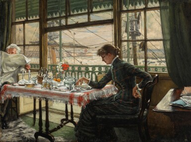 View full screen - View 1 of Lot 36. JAMES-JACQUES-JOSEPH TISSOT | Room Overlooking the Harbour.