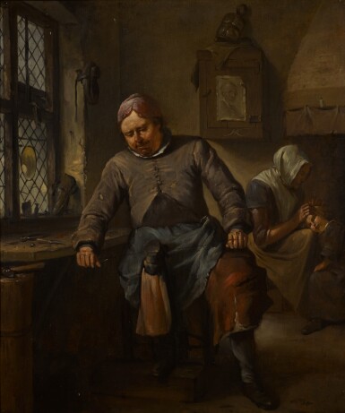 View full screen - View 1 of Lot 70. EGBERT VAN HEEMSKERCK THE ELDER | An interior with a cobbler and his family.