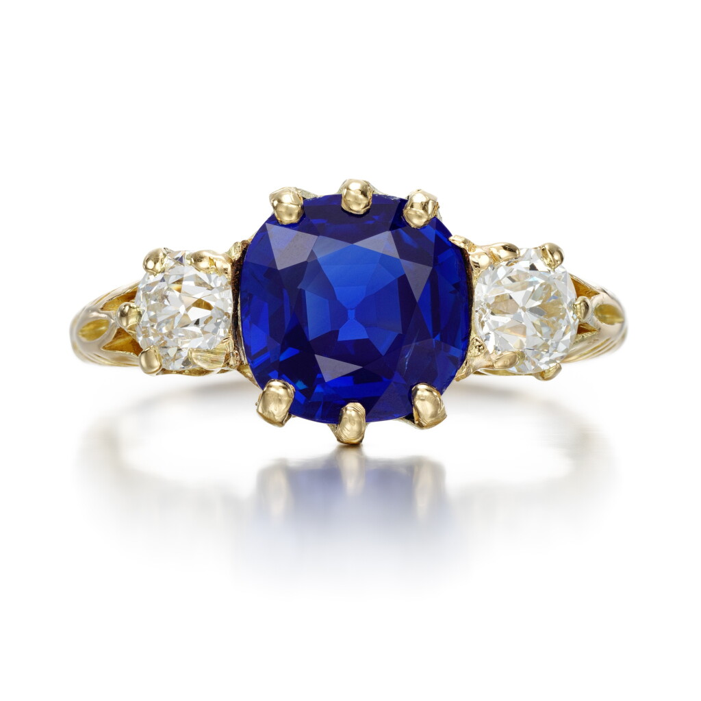 View full screen - View 1 of Lot 267. Sapphire and diamond ring.