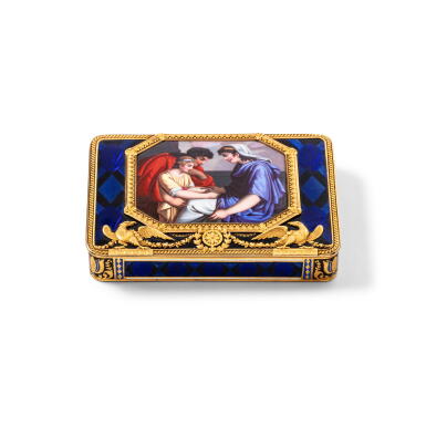View full screen - View 1 of Lot 115. A gold and enamel snuff box, Jean George Rémond & Cie, Geneva, 1801-1804, .