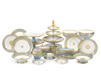 View full screen - View 1 of Lot 158. A SÈVRES 'FOND BLEU AGATE' COMPOSITE PART DESSERT SERVICE, VARIOUS DATES, 19TH CENTURY.