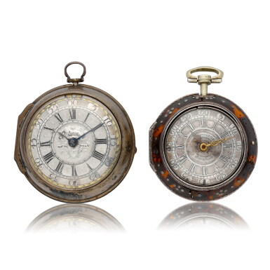 View full screen - View 1 of Lot 133. A silver pair cased verge watches together with a silver verge watch in associated tortoiseshell outer case Lone circa 1725, Whitthorne circa 1735 & later.