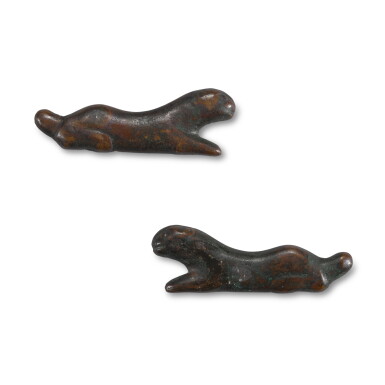 View full screen - View 1 of Lot 146. A Han-style bronze tiger tally set, 20th century | 二十世紀 仿古銅虎符一組.