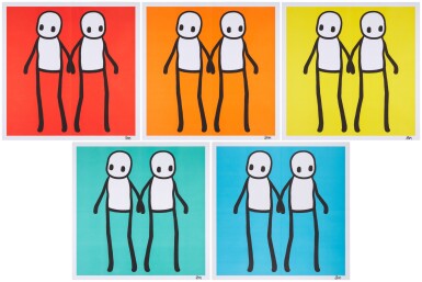 View full screen - View 1 of Lot 7. Holding Hands (Red, Orange, Yellow, Teal & Blue).