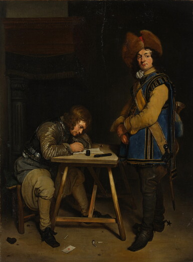 View full screen - View 1 of Lot 445. Two soldiers in an interior.