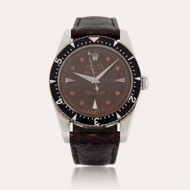 View full screen - View 1 of Lot 182. Milgauss, Reference 6541 | A stainless steel anti-magnetic wristwatch with tropical honeycomb dial and lightning hand | Circa 1976.