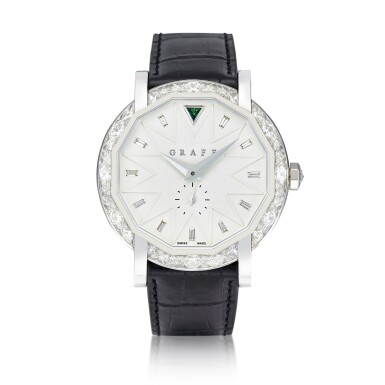 View full screen - View 1 of Lot 1842. 'GraffStar' Limited Edition Diamond and Emerald Wristwatch with Date | 格拉夫 | 'GraffStar' 限量版鑽石 配 祖母綠 自動上鏈腕錶,附日期顯示.