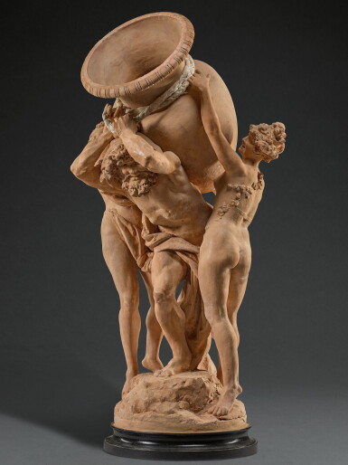 View full screen - View 1 of Lot 11. Deux Bacchantes et un Hercule portant un vase (Two Bacchantes and Hercules carrying an amphora).