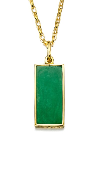 View full screen - View 1 of Lot 1681. Jadeite Pendent Necklace | 天然翡翠 配 鑽石 項鏈.