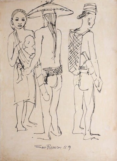 View full screen - View 1 of Lot 1528. Cheong Soo Pieng | Untitled (Set of 3).