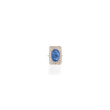 View full screen - View 1 of Lot 201. BAGUE SAPHIR ET DIAMANTS | SAPPHIRE AND DIAMOND RING.