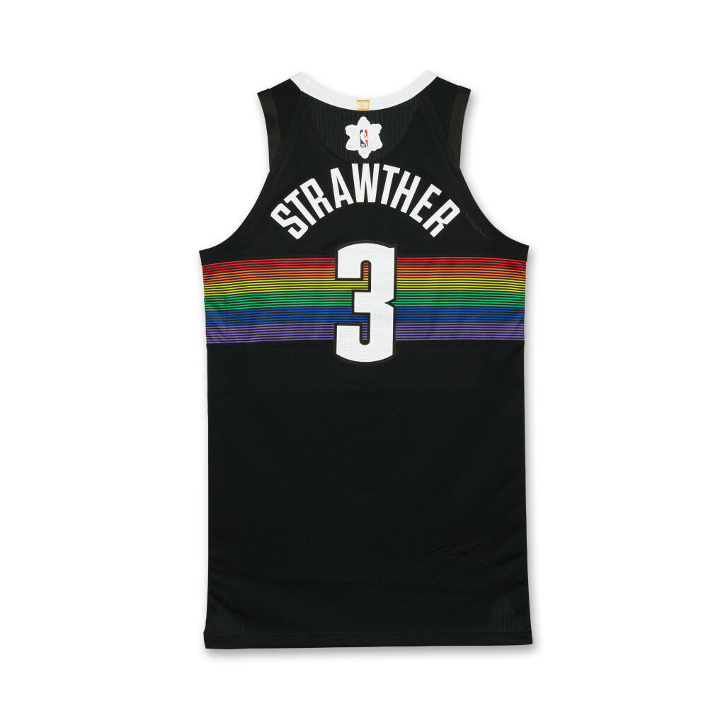 View full screen - View 1 of Lot 51. Julian Strawther ‘Christmas Day’ Denver Nuggets 2025-2026 Game Worn City Edition Jersey.