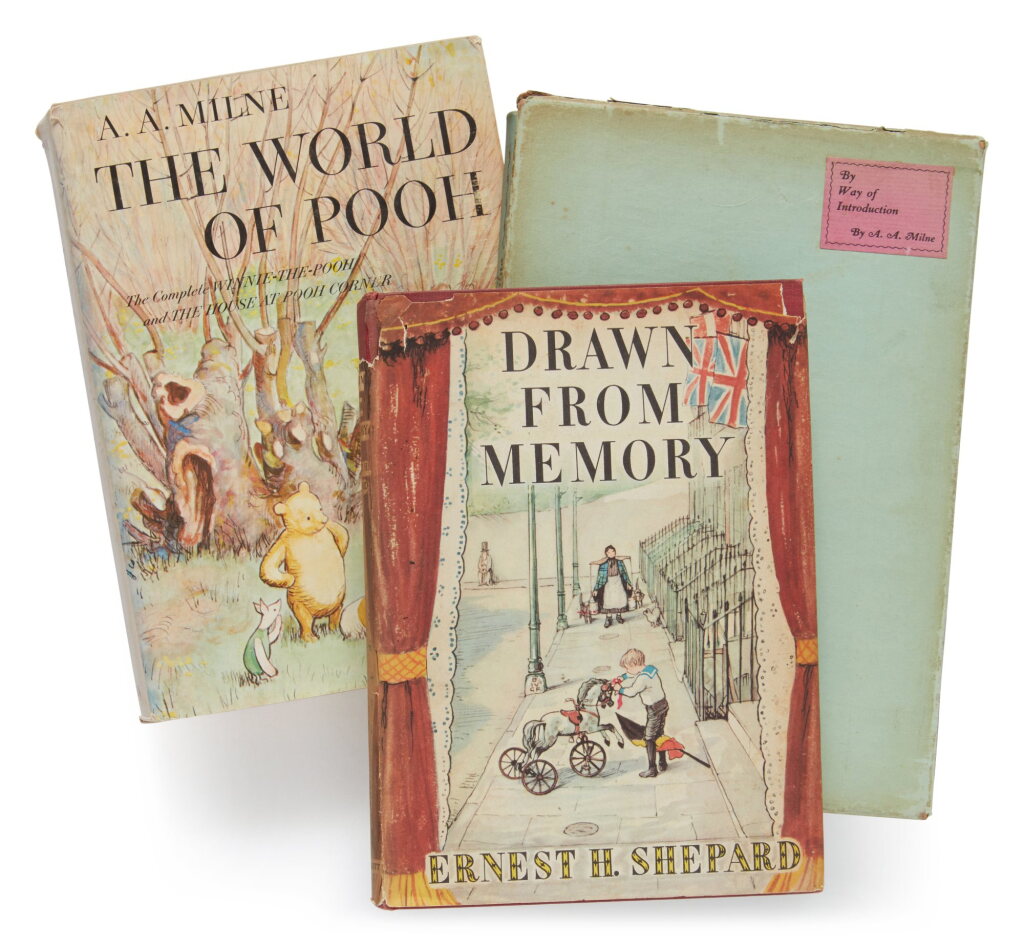 View full screen - View 1 of Lot 1099. Milne, A. A. and Ernest H. Shepard | Signed by Milne, Shepard, and Christopher Robin.