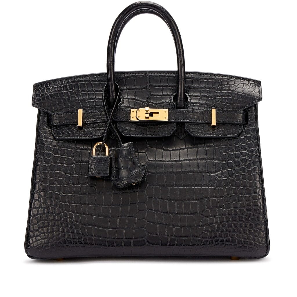 View full screen - View 1 of Lot 1110. Black Matte Porosus Crocodile Birkin 25 Gold Hardware, 2022.