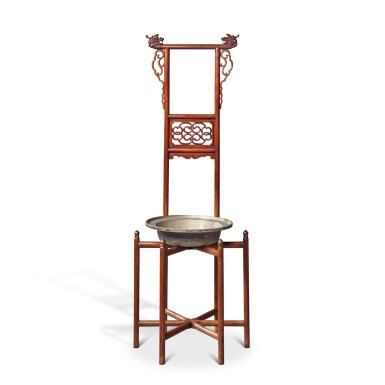View full screen - View 1 of Lot 10. A rare 'huanghuali' washbasin stand (Mianpenjia), Qing dynasty, 18th century.