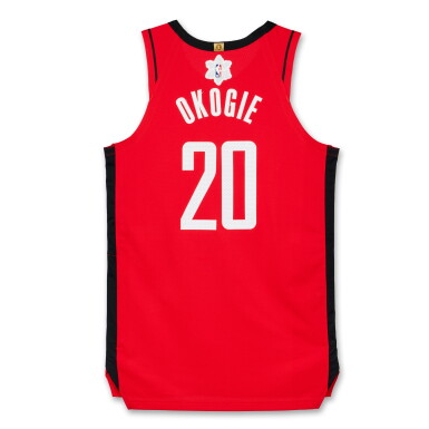 View full screen - View 1 of Lot 56. Josh Okogie ‘Christmas Day’ Houston Rockets 2025-2026 Game Worn Icon Edition Jersey.