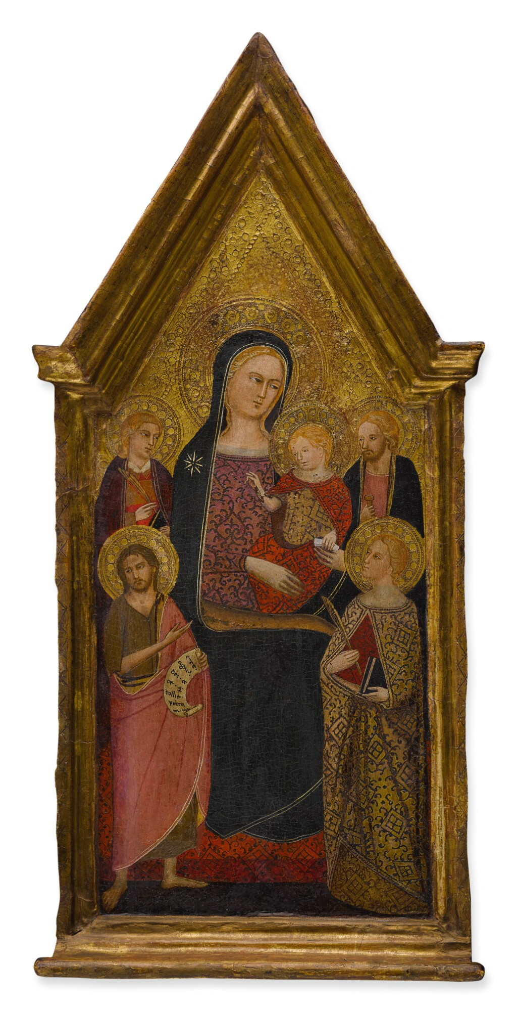 View full screen - View 1 of Lot 11. The Madonna and Child surrounded by Saint John the Evangelist, Saint James the Greater, Saint Catherine of Alexandria and Saint John the Baptist.