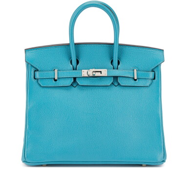 View full screen - View 1 of Lot 558. Turquoise Chèvre Birkin 25 Palladium Hardware, 2006.