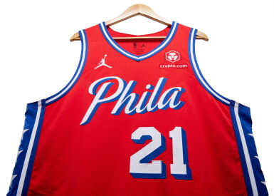 View full screen - View 1 of Lot 121. Joel Embiid Philadelphia 76ers 2023-2024 Game Worn Statement Edition Jersey | Double-Double.