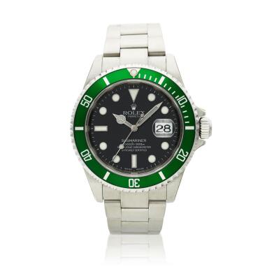 View full screen - View 1 of Lot 30. Reference 16610LV Submariner Flat 4 'Kermit', A stainless steel automatic wristwatch with date, Circa 2004.