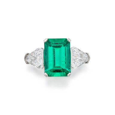 View full screen - View 1 of Lot 103. Emerald and Diamond Ring.