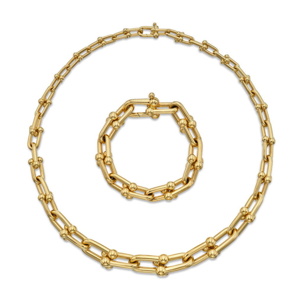 View full screen - View 1 of Lot 18. Gold 'HardWear' Necklace and Bracelet.