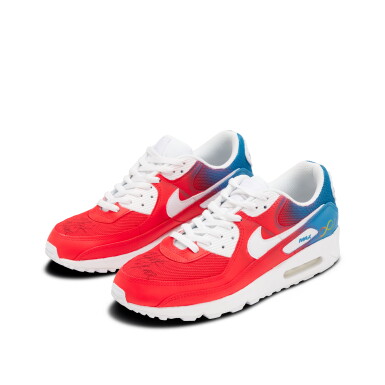 View full screen - View 1 of Lot 28. Nick Nurse Philadelphia 76ers 2025-2026 Game Worn and Signed Custom Air Max 90s | To The Max Foundation .