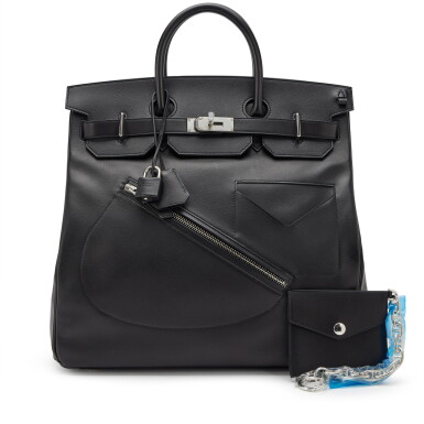 View full screen - View 1 of Lot 68. Limited Edition Black Volupto Rock HAC Haut à Courroies Birkin 40 Palladium Hardware, 2023.