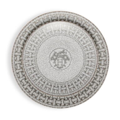 View full screen - View 1 of Lot 195. Mosaique au 24 Platinum Porcelain Dinner and Salad Plates.