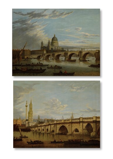 View full screen - View 1 of Lot 81. View of London Bridge; View of Blackfriars Bridge (A Pair).