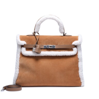View full screen - View 1 of Lot 7. Limited Edition Alezan Swift, Chamois Grizzly and Ecru Shearling Teddy Plush Kelly 35 Palladium Hardware, 2023.